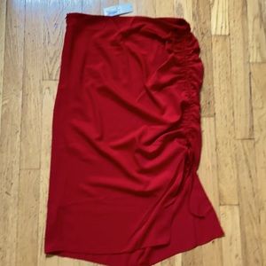NWT Francescas Red Slit Ruched Skirt SzL